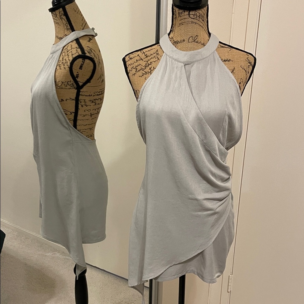 YOINS Light Gray Halter Mini Dress